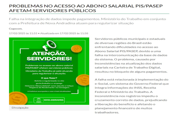 Problema de Acesso PIS-PASEP